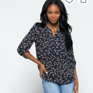41 Hawthorn Navy Floral Blouse